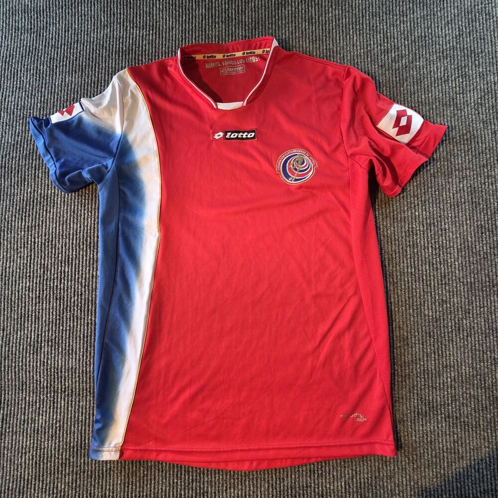 Vintage Lotto Costa Rica Soccer Jersey Mens Large L Red Home Ticos World Cup Kit